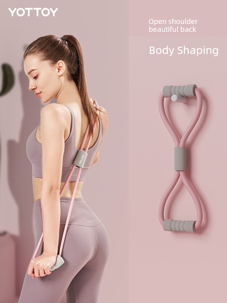 8 Words Chest Expander For Home Fitness Women Open Back Pull Back Handy Gadget Practice Shoulder Beauty Back Weight Loss Yoga Stretching Exercise Equipment