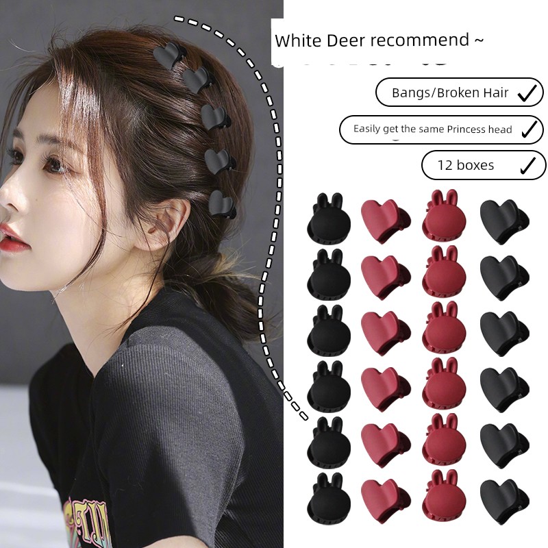 Sichuan Ye 12 PCs Frosted Grip Small Size Internet Celebrity Elegant Mini Shark Clip Minimalist Bangs Clip Headdress Hairpin