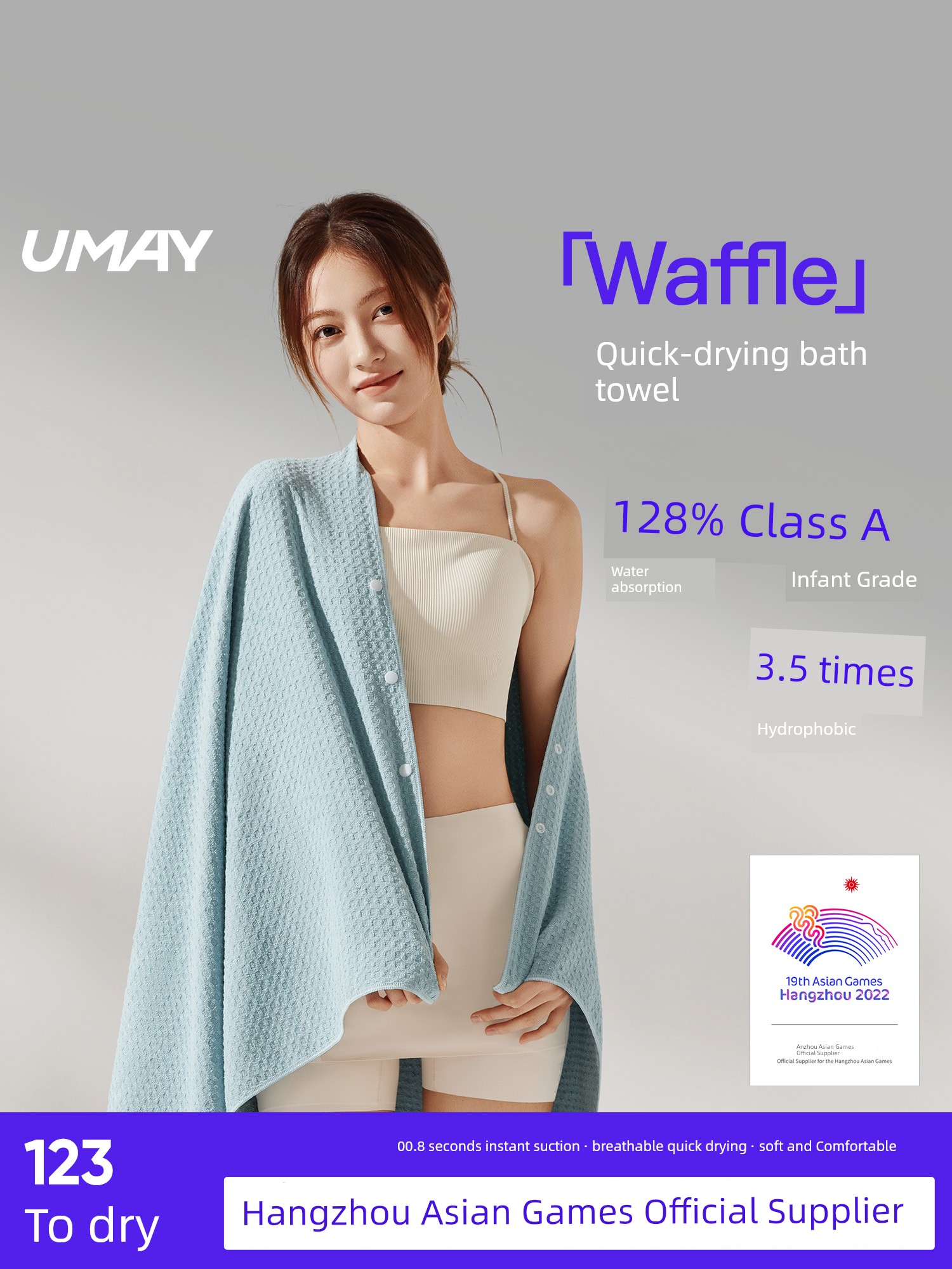 Yeejoo Quick-Drying Bath Towel Towel Swimming Beach Towel Female Portable Sports Adult Absorbent Quick-Drying Heattech Hot Spring Bathrobe