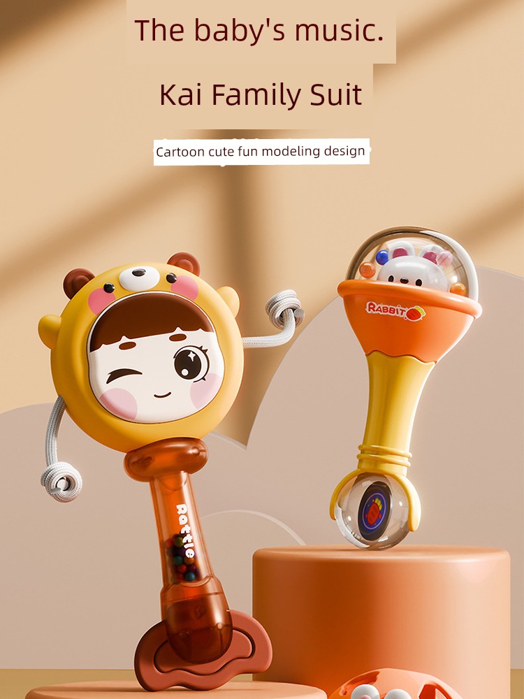 Newborn Baby Toys 0-6 Months Baby Soft Glue Rattle Grip Rattle Drum Men and Women 1 Year Old Early Education Sand Hammer