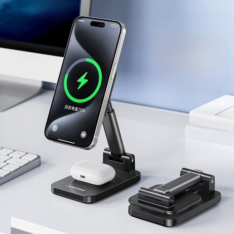 Xiaotian Wireless Charger MagSafe Magnetic Suction Foldable Bracket Suitable for Apple 15 Mobile Phone Iphone14pro13max12 Headset New Arrival Desktop Fast Charging Multifunctional Two-in-One Base