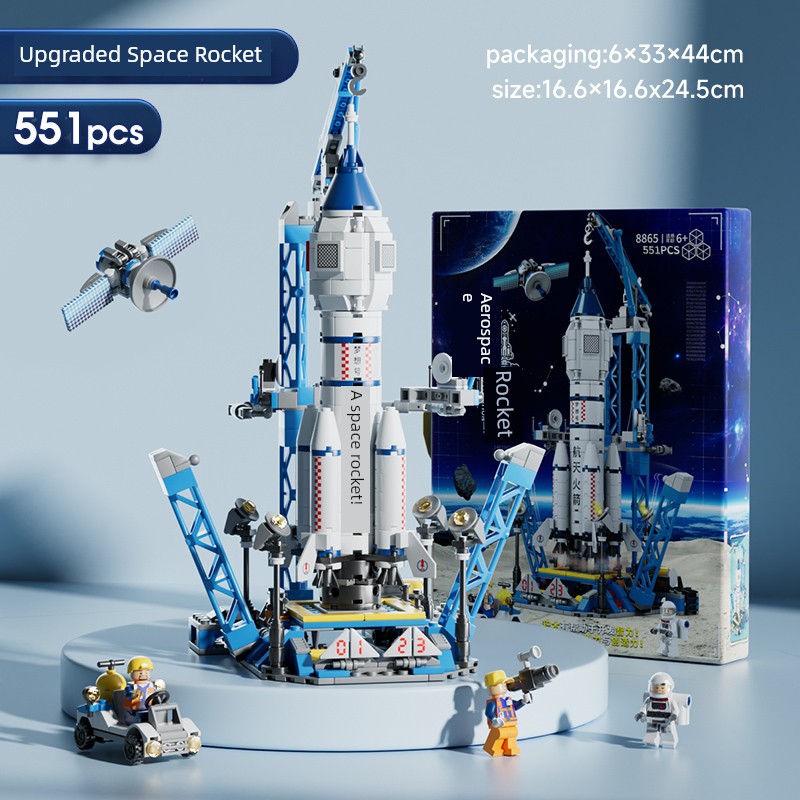 Chinese Space Rocket Building Block Model Boys' Puzzle Assembly Shenzhou Aircraft Kids Puzzle Toy Birthday Gift