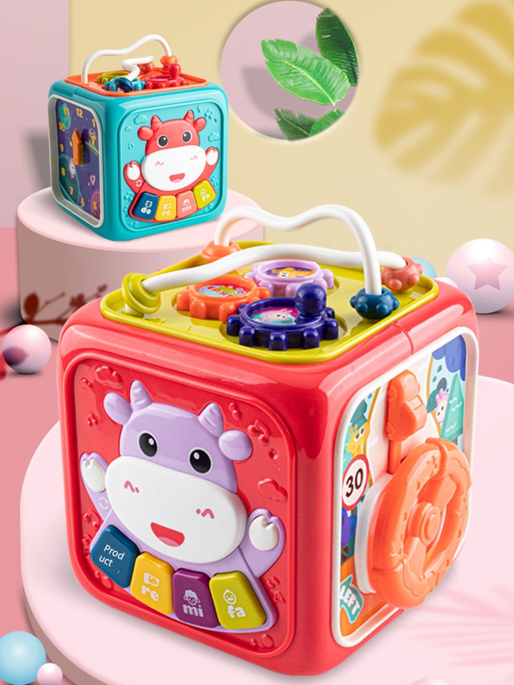 Infant Multi-Functional Music Drum Toy Baby Early Childhood Education Music Light Percussion Piano Polyhedron Kids Toy