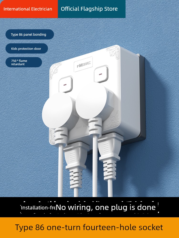 Converter 86-Type Socket Sub-Control One-Turn Four-Expansion Device 14-Hole Power Plug Porous Switch Panel For Home