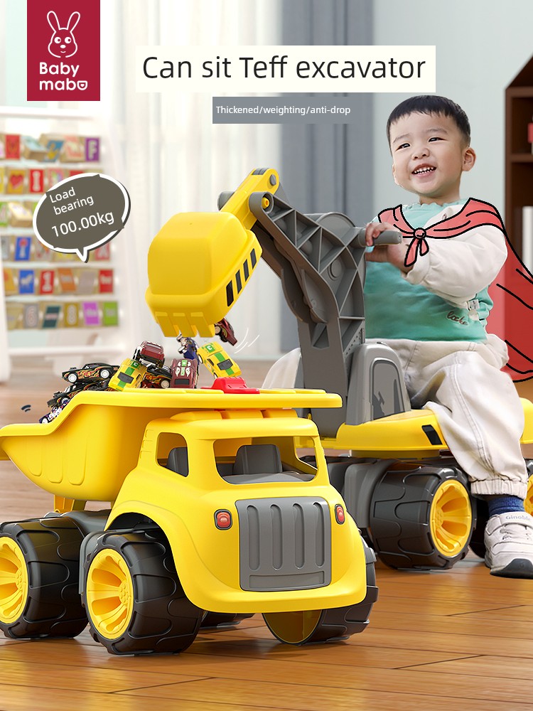 Kids Beach Toy Car Excavator Sand Digging Tool Boy Engineering Vehicle Dumptruck Baby Can Sit Excavator