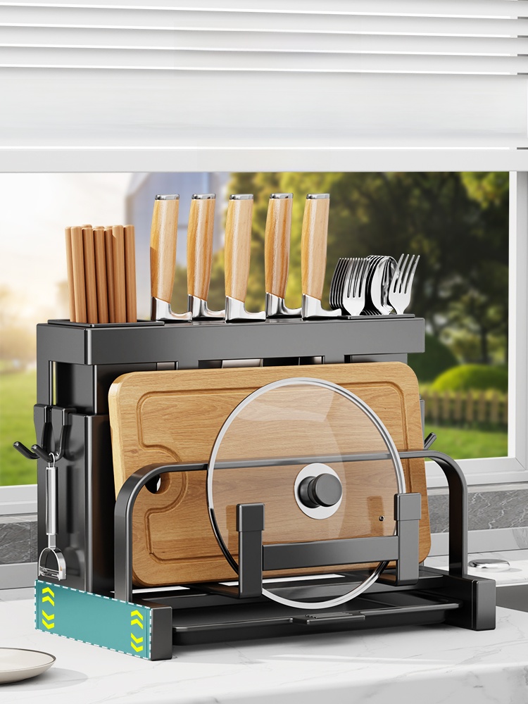 304 Stainless Steel Kitchen Knife Holder Chopsticks Holder Storage Rack Lid Holder Knife Chopping Board Integrated Storage Rack
