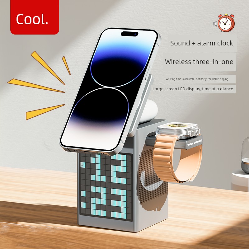 Miaoku Birthday Gift Bluetooth Speaker Three-in-One Wireless Charger Small Portable Stereo for Boys and Girls Husband