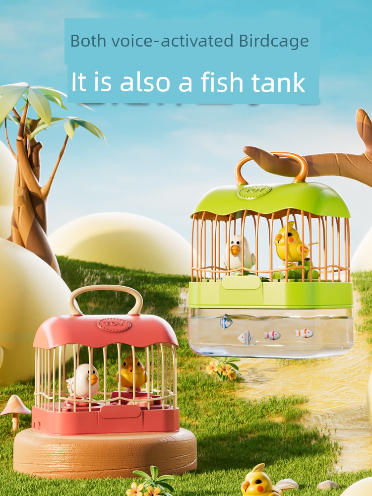 Voice-Controlled Sensor Bird Toy Kids 3-6 Years Old Smart Artificial Electric Moving Parrot Bird Cage Singing and Cooing
