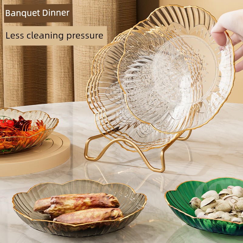 Pet Bone Dish Accessible Luxury Tableware Transparent Bone Dish Plate For Home Exquisite Living Room Dessert Dessert Plate Fruit Plate Suit