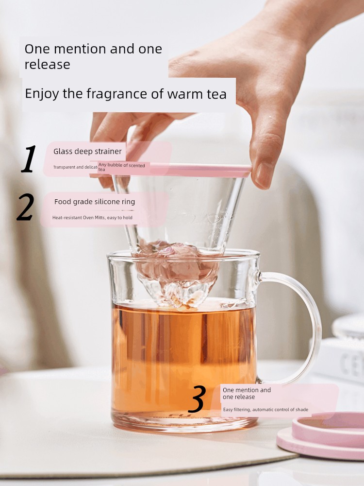 Fuguang Fu + Glass with Handle Tea Water Separation Office Tea Infuser Women's Personal Tea Cup