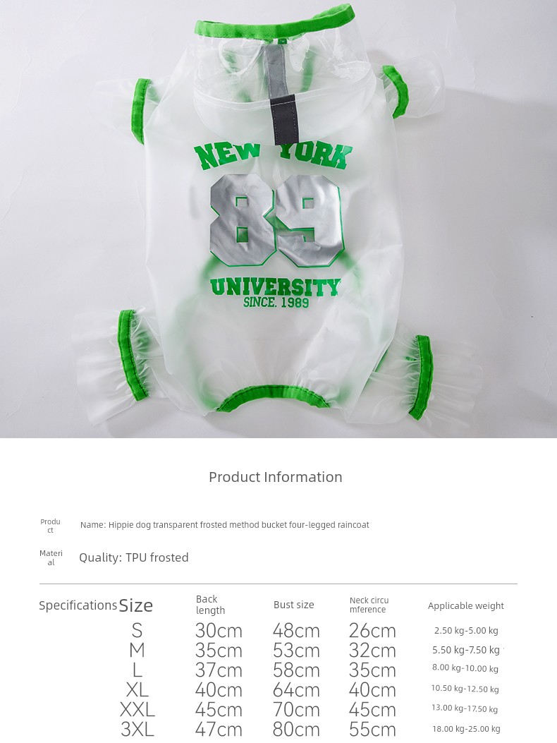 Hippie Dog Transparent Frosted Jarre Aero Bull Four-Legged Raincoat Rainy Day Handy Gadget Waterproof Quick-Drying Small Size Dogs Medium-Sized Dog Raincoat