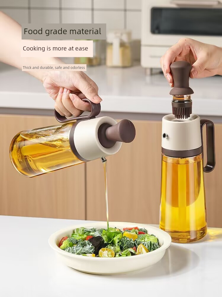 Oil Brush Oiler Integrated Home Kitchen Silicone Oil Brush with Oil Bottle Food Grade Barbecue Baking Integrated Oil Brush Bottle