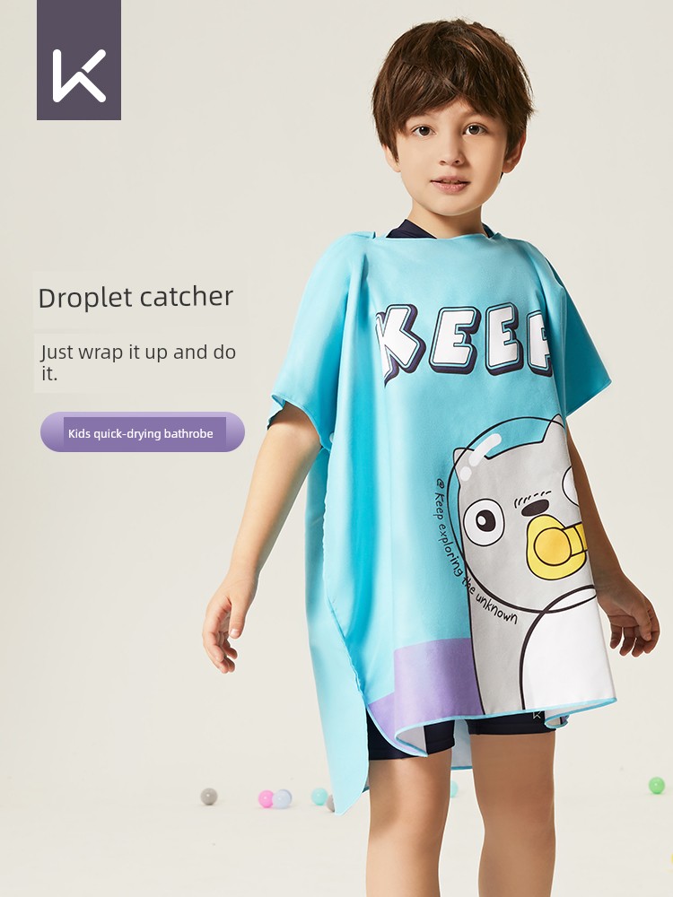 Keep Kids Quick-Drying Bath Towel Boys Girls' Cloak Swimming Bathrobe Absorbent Quick-Drying Summer Bath Towel Portable Wearable