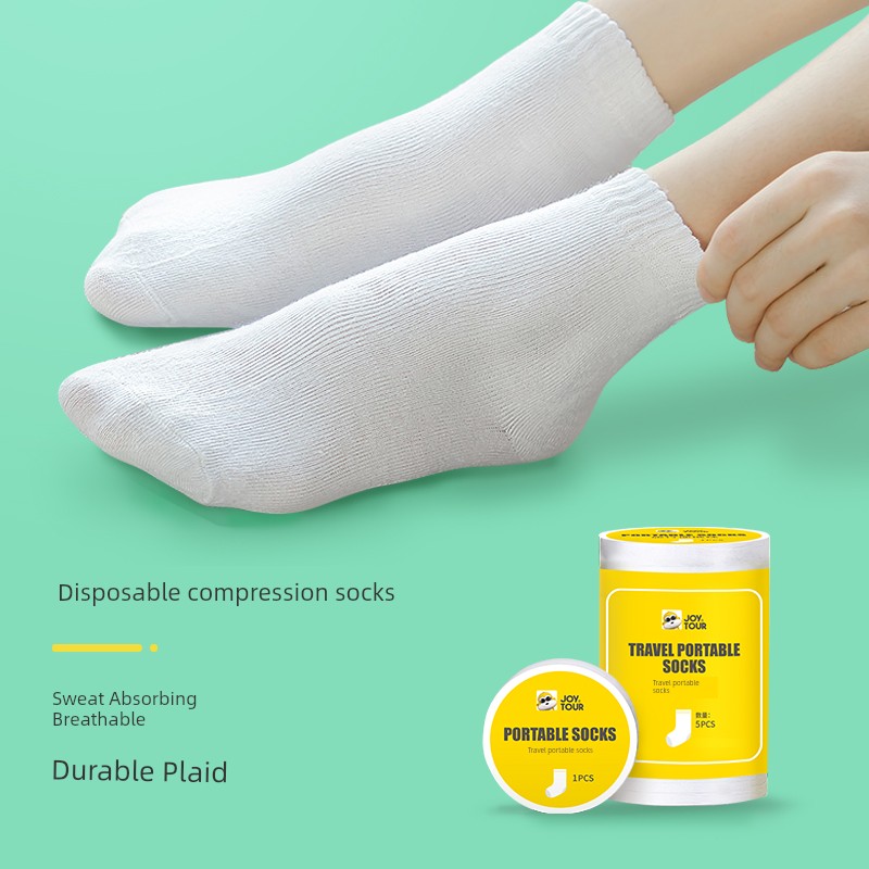 Joytour Travel Disposable Socks Compression Portable Men's and Women's Neutral Short Polyester Cotton Sweat-Absorbent Breathable 5 Pairs