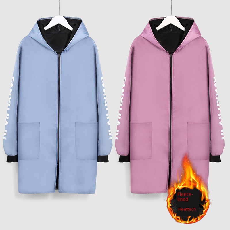 Adult Waterproof Fleece-Lined Overclothes Long-Sleeve Working Clothes Outwear Unlined Long Gown Men's and Women's For Home Kitchen Cooking Apron Winter