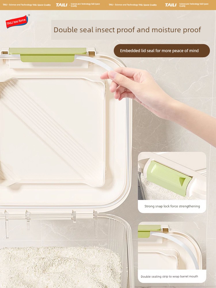 Taili Rice Bucket Insect-Proof Moisture-Proof Sealed For Home Food Barrel Rice Pot Food Grade Rice Storage Box Flour Storage Tank