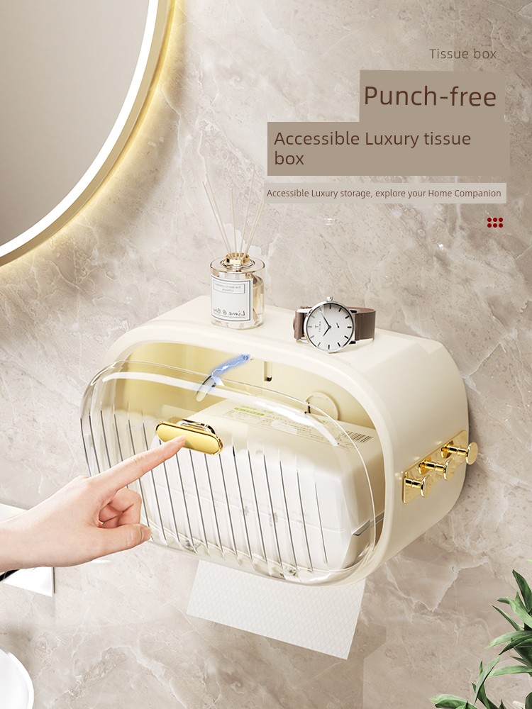 Face Towel Storage Box Wall-Mounted Toilet Toilet Paper Paper Extraction Box Roll Paper Face Wiping Towel Face Towel Storage Rack Toilet Tissue Box