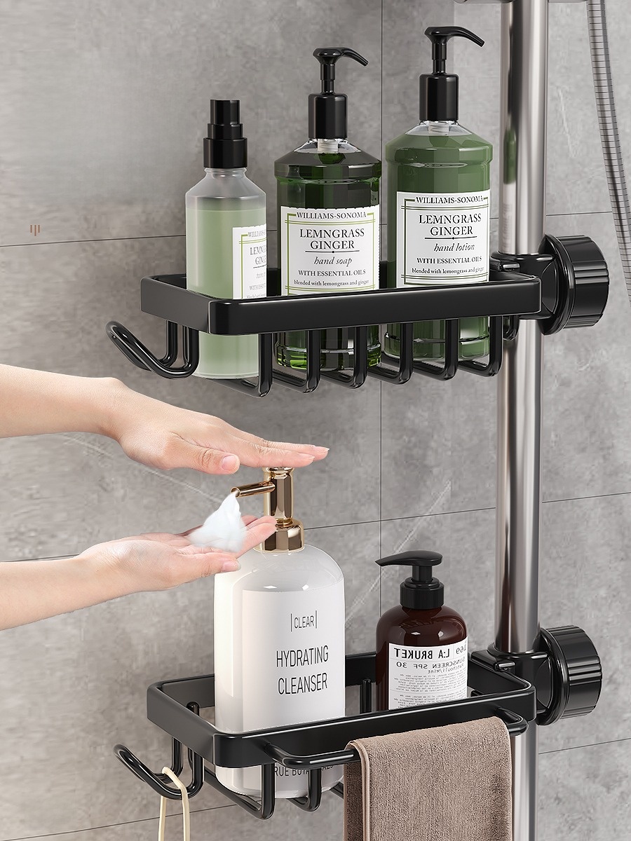 Shower Rack Bathroom Punch-Free Bathroom Shower Room Shower Gel Shower Pole Toilet Storage Rack Waterproof