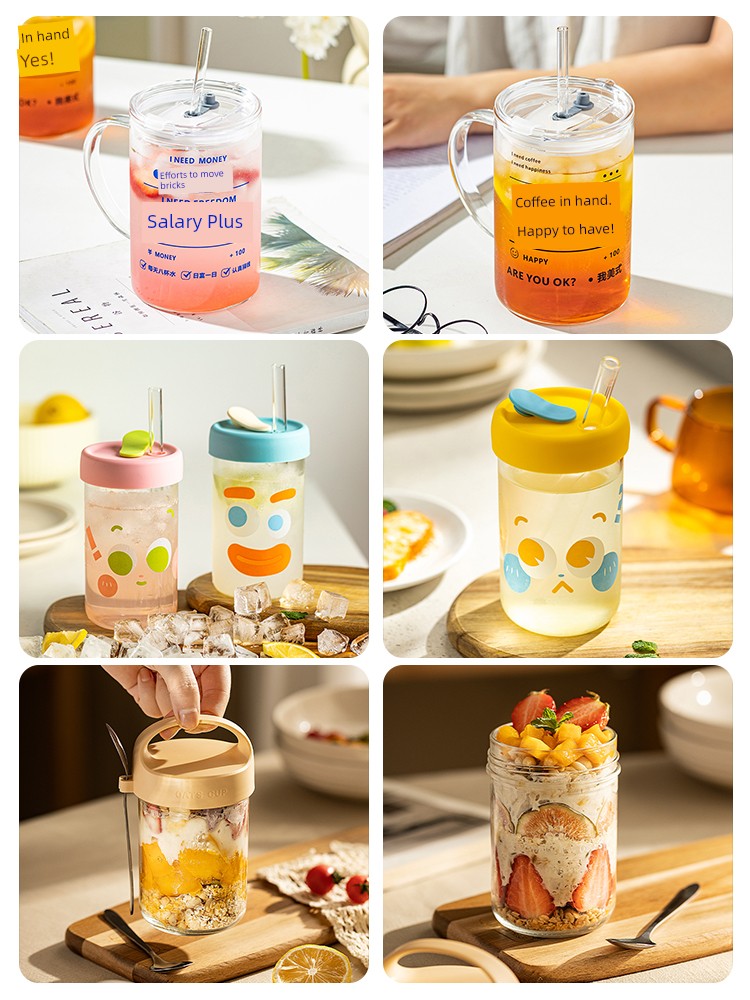 Modern Housewife Big Sale Cup Collection Glass Household Water Cup Mug Cute Straw Cup Large Capacity Cup
