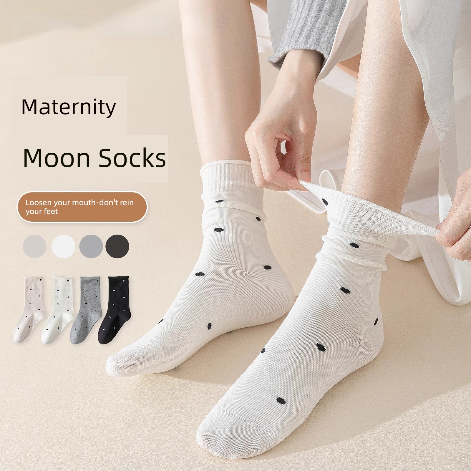 Maternity Maternity Socks Fall and Winter Postpartum Pregnant Women Not Feel Tight with Feet Bunching Socks Women's Spring & Fall Boneless Cotton Loose-Cut Polka Dot Socks