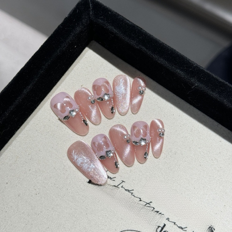 [Beauty] Pink Butterfly Cat Eye Polarized Pure Hand-Worn Nail Phototherapy White Gentle Elegant Manicure Pregnant Women