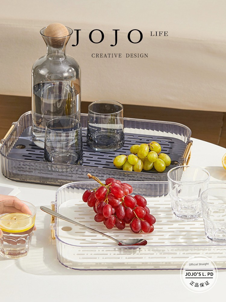 Jojo's L. Pd. Majesty. Tea Tray For Home Double Layer Drain Tray Minimalist Square Accessible Luxury | Majesty