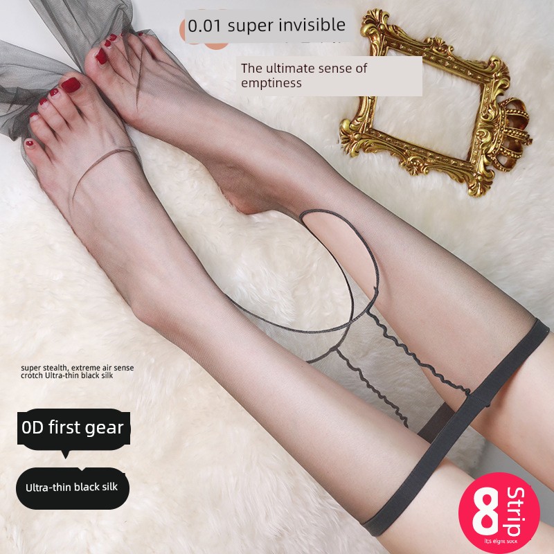 0D Ultra-Thin Stockings Women Sexy Front-Line Crotch High Permeability Black Silk Durable Thread Open Gear Light Leg Artifact Light Black Pantyhose