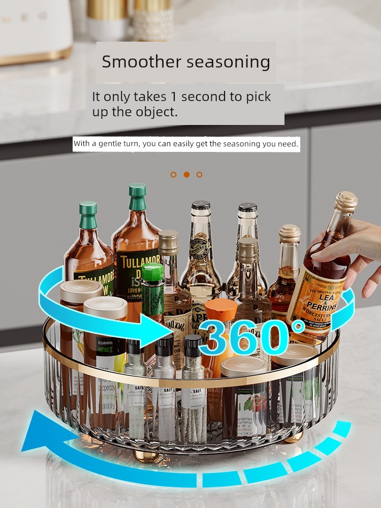 Multi-Functional Kitchen Seasoning for Table Top Rotate Storage