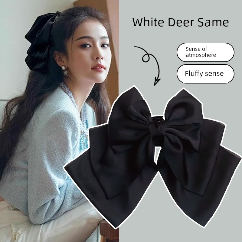 Black Bows Barrettes Female Back Head Fancy Head Clip Japanese and Korean Princess on the Run Hair Card Clip Hairware