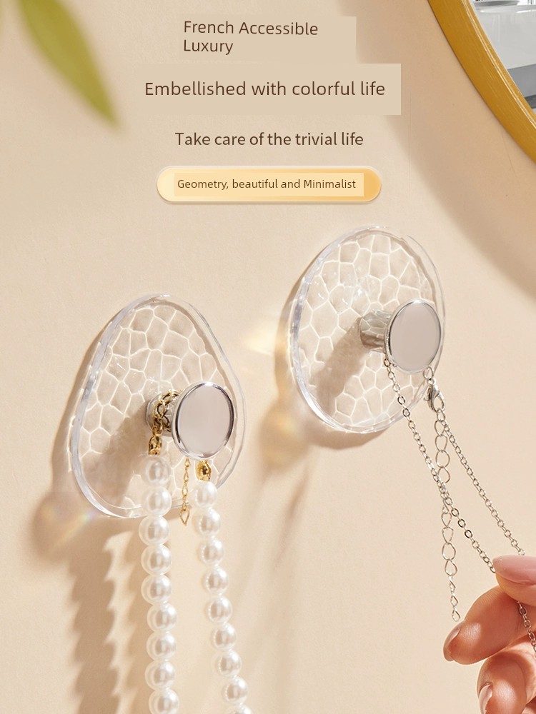 Hook Strong Adhesive Punch-Free Kitchen Bathroom Wall Mounted Load-Bearing Sticky Hook Transparent Non-Marking Coat Hook behind the Door