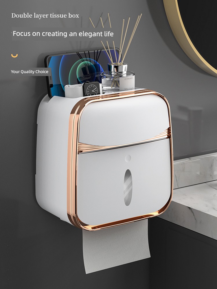 Toilet Rack Washroom Waterproof Wall-Mounted Tissue Box