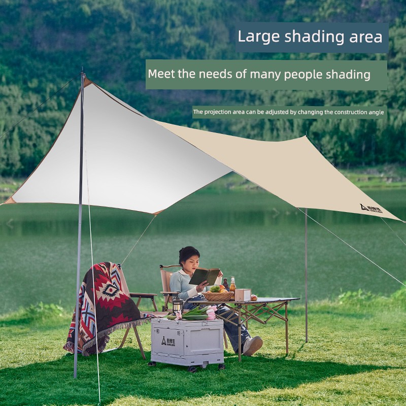Shangchuanjia Outdoor Canopy Tent Eaves Silver Pastebrushing Camping Canopy Thickened Sun Block Fabric Rain-Proof Pergola
