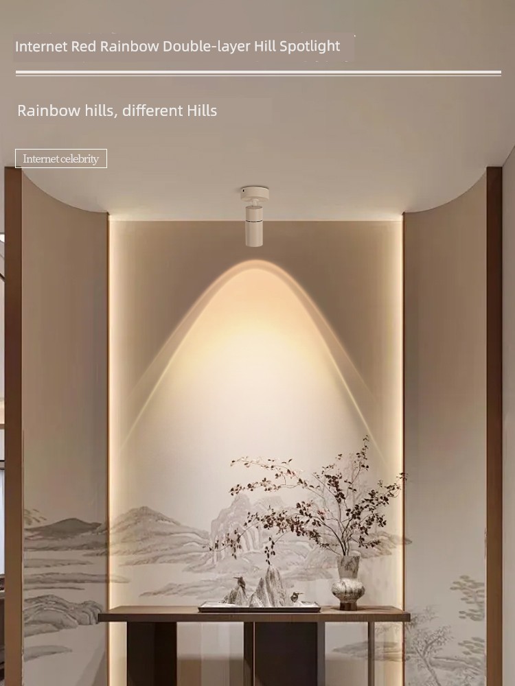 Rainbow Hill Spotlight Atmosphere Embedded Double Eyelid Angle Adjustment Surface Mounted Corridor Aisle Entrance Wall Painting Downlight