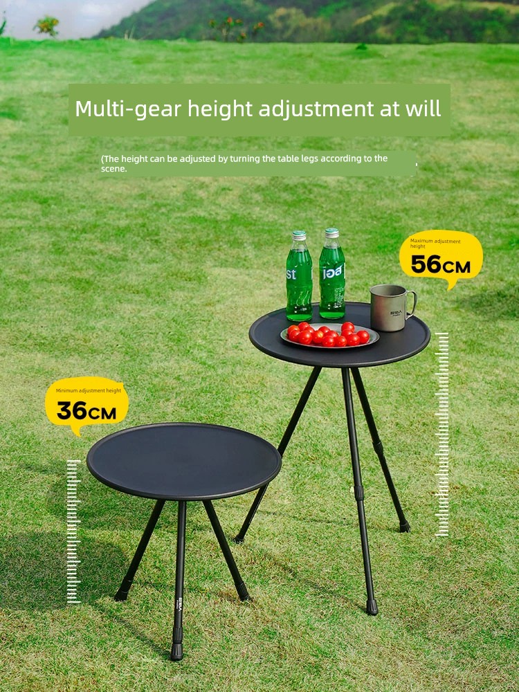 Primitive Man Aluminum Alloy Foldable and Hoisting Small round Table Outdoor