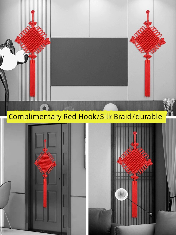 New Home Big Red Bring In Wealth and Treasure TV Wall Chinese Knot Pendant