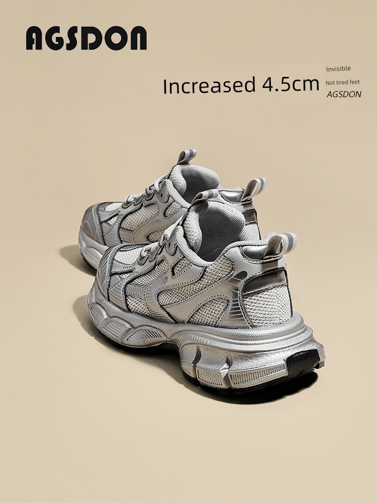 Augusto Hong Kong Dad Shoes Female 2024 New Autumn Thick Bottom Increased Silver Stylish Niche Style Galaxy Movement