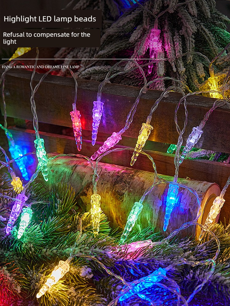 Colorful Lights Ice Cone Lighting Chain Christmas Decorations Shop Party Dress up Pendant Scene Layout Atmosphere Photo Props