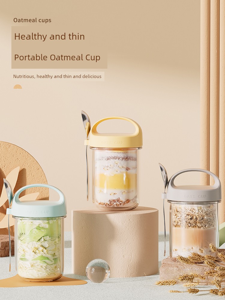 One Forgot to Drink Yogurt Oat Cup Portable with Cover Salad Cup Spoon Kids Soybean Milk Cup Overnight Scaled Milk Cup