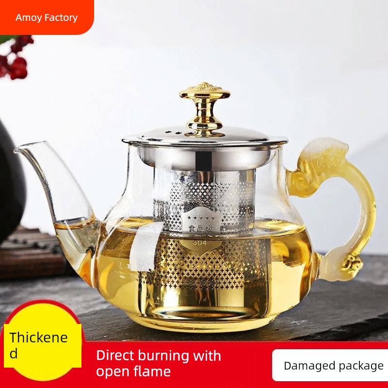Thickened Glass High Temperature Resistant Open Flame Household Teapot