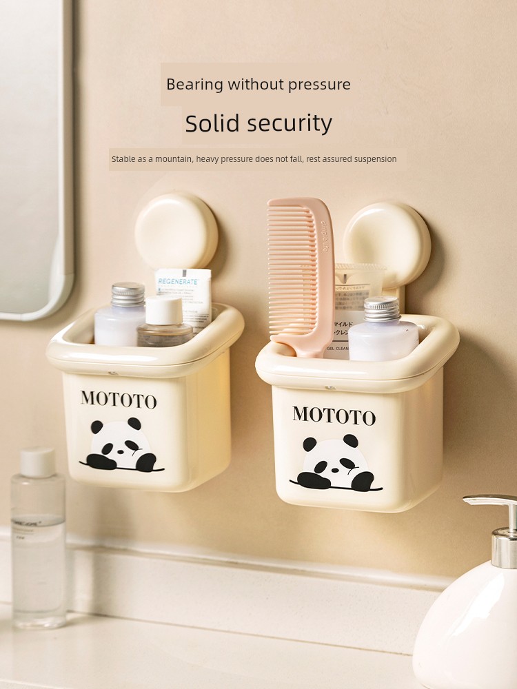 Modern Housewife Mototo Panda Abandoned Face Towel Storage Box Toilet Bathroom Face Wiping Towel Face Towel Suction Cup Storage Bucket