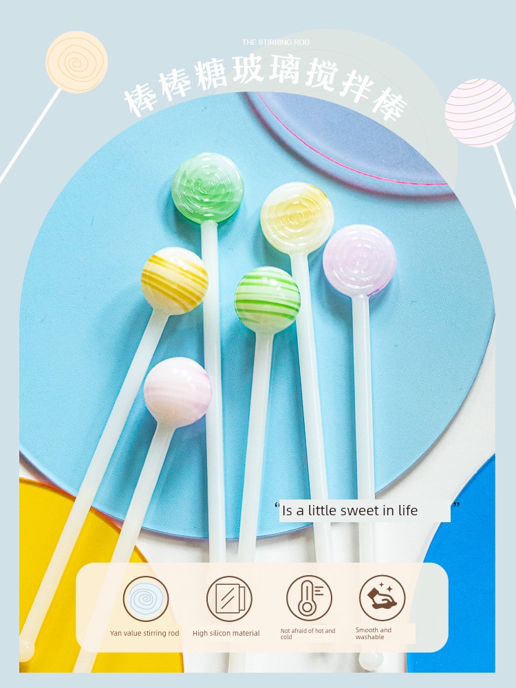 Tree Lollipop Glass Stick Fairy Stirring Stick For Home Coffee Milk Tea Honey Drainage Stick Cute Candy Stick
