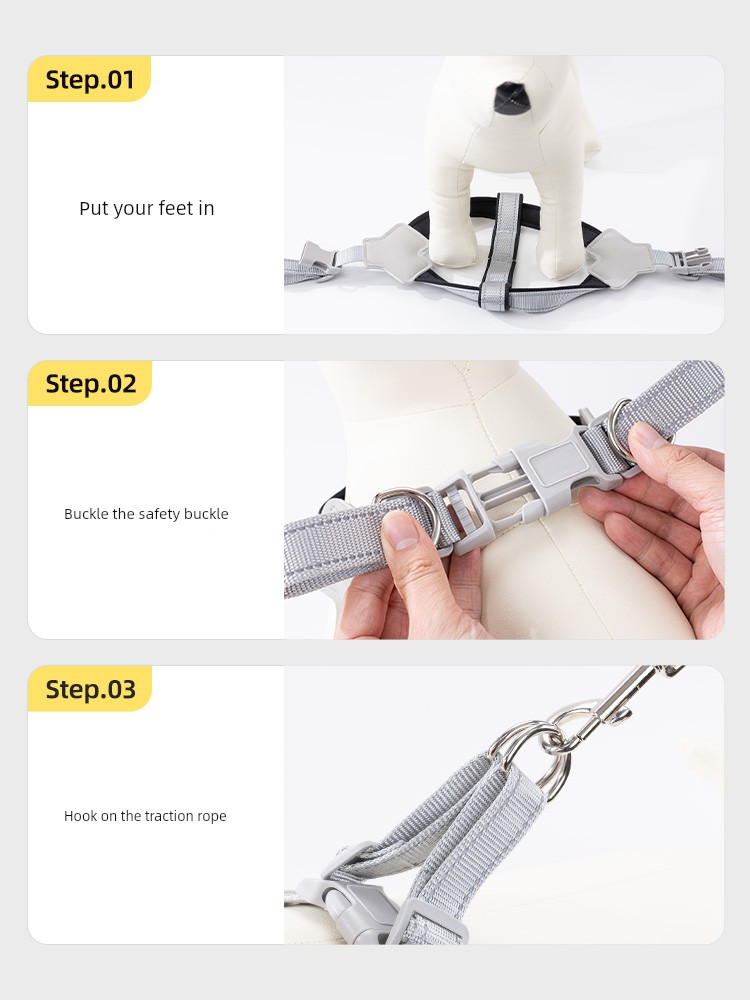Dog Hand Holding Rope Chest Back Type Dog Leash Walking Dog Small and Medium-Sized Dogs Vest Type Dog Leash Corgi Teddy Pet Strap