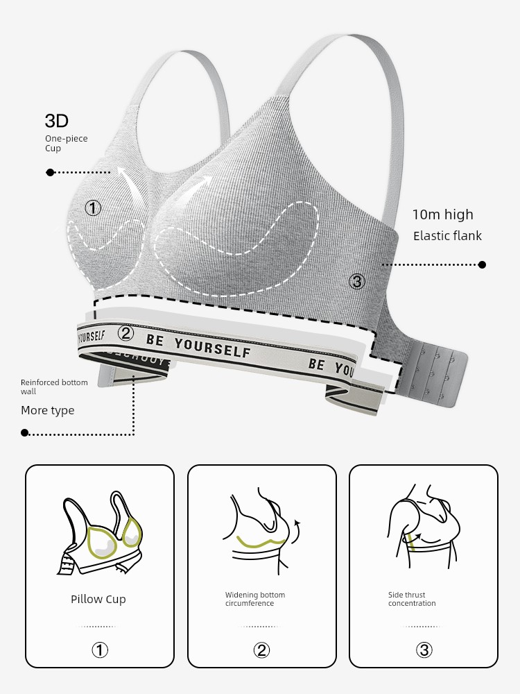 Secret World Intimates Women's Small Chest Push up Breast Holding Push-up Seamless Push-up Plaid Sports Bra