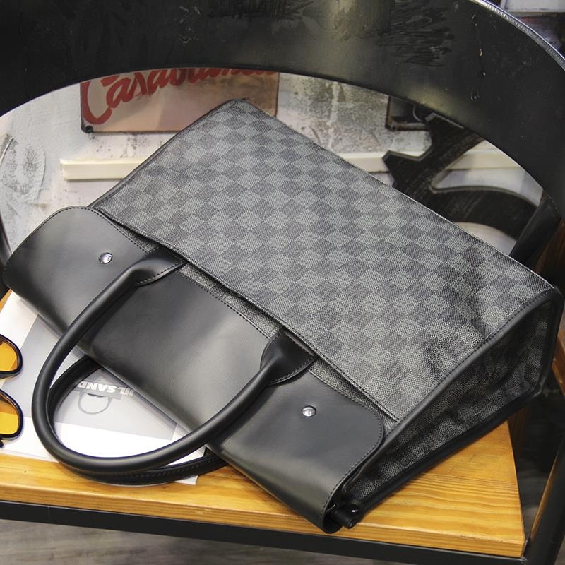 New Arrival Plaid Tote Horizontal Business Briefcase Computer Bag Casual Crossbody Bag Men K-style Shoulder Bag