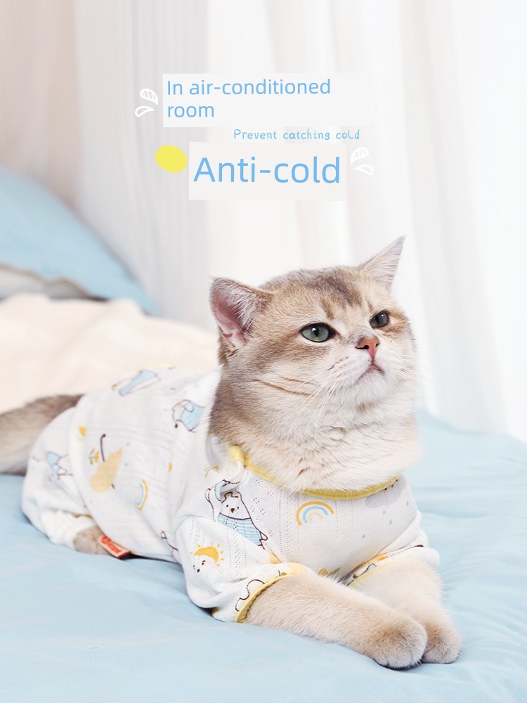 Cat Clothes Summer Anti-Lint Thin Pure Cotton Pet Kitten Muppet British Shorthair Dog Clothes Summer Stomacher