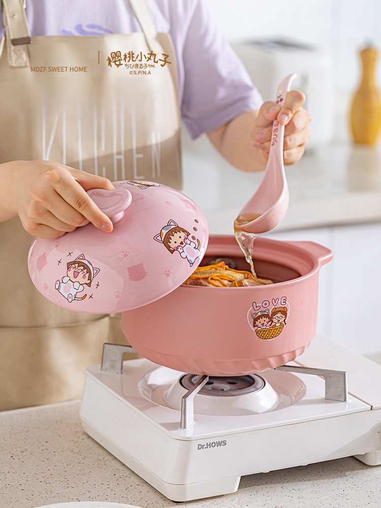 [Modern Housewife & Cherry Balls] Casserole/Stewpot For Home Gas Ceramic Pot Soup Dopamine Chinese Casseroles