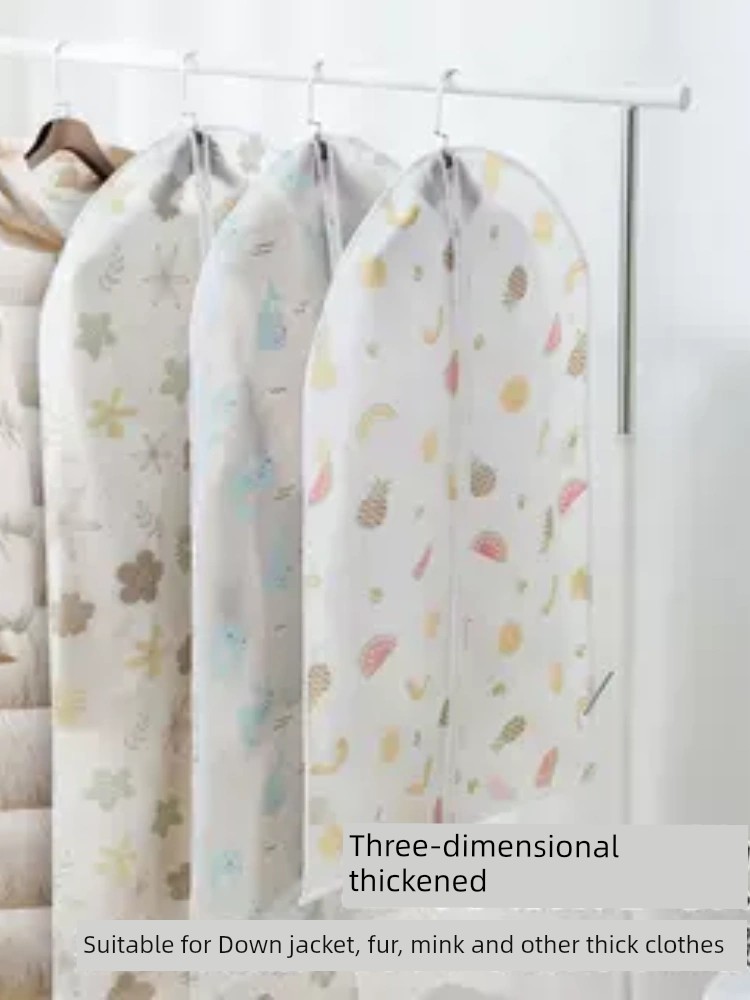 Breathable Fur Clothes Dust Cover Hanging Household Print Down jacket Storage Bag Clothing Moisture-Proof Mink fur Coat Cover