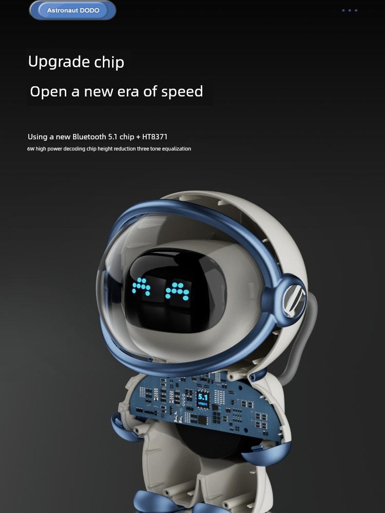 Spaceman Smart Bluetooth Audio Alarm Clock For Home Creative Radio TF Card FM Clock AI Smart Intercom Audio