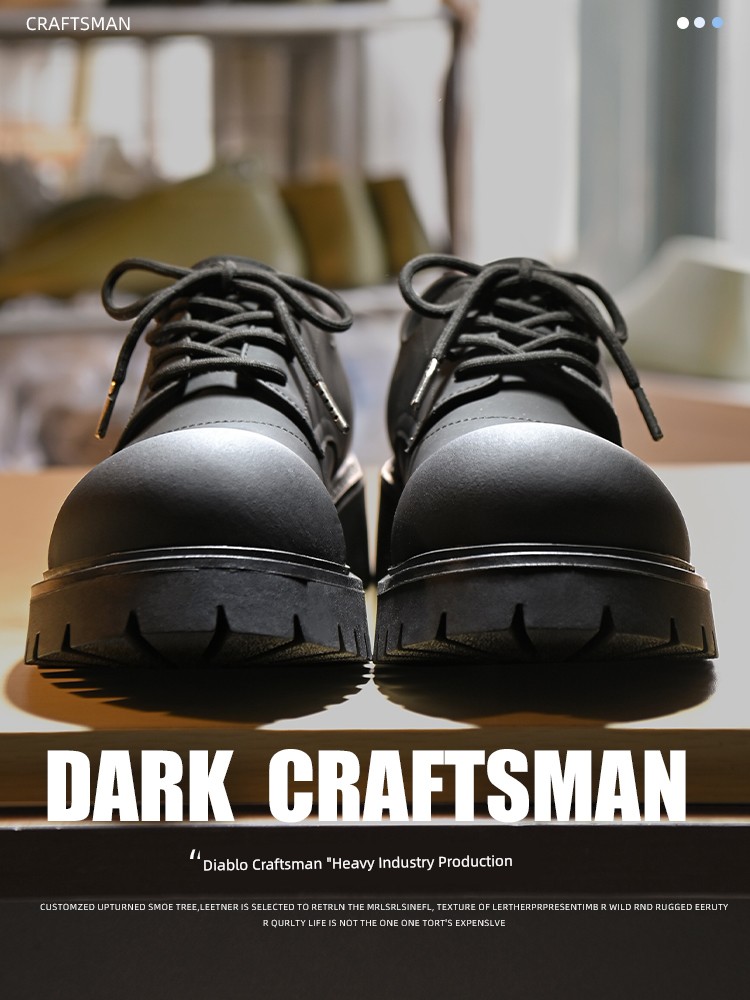 Thick Sole Derby Shoes Men's round Toe Fancy Matte Big Head Leather Shoes Summer Breathable Business Casual Men's Shoes