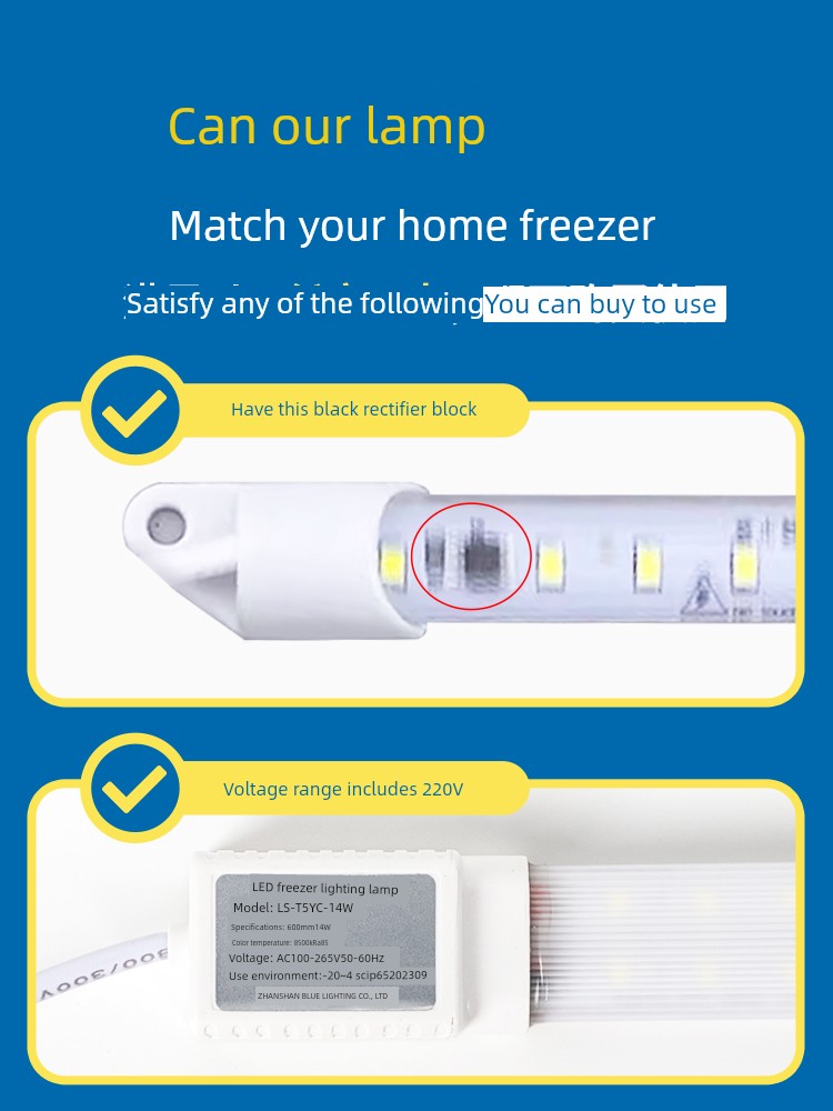 Refrigerator Light Bar Display Cabinet Cooler Freezer Special Refrigerated Lighting for Cooked Food Warm Led Bench Super Bright Light with Light Tube